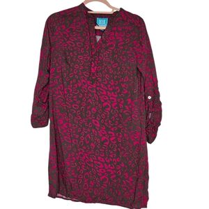 Escapada Pink Leopard Print Shirt Dress